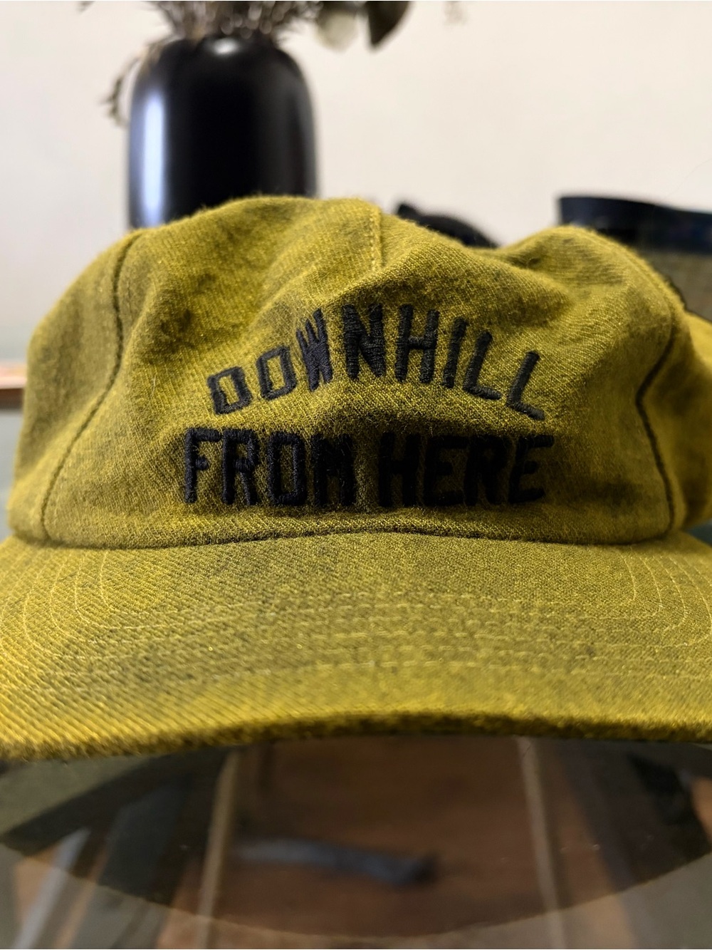 Neff Olive Green 'Downhill From Here' Embroidered Cap